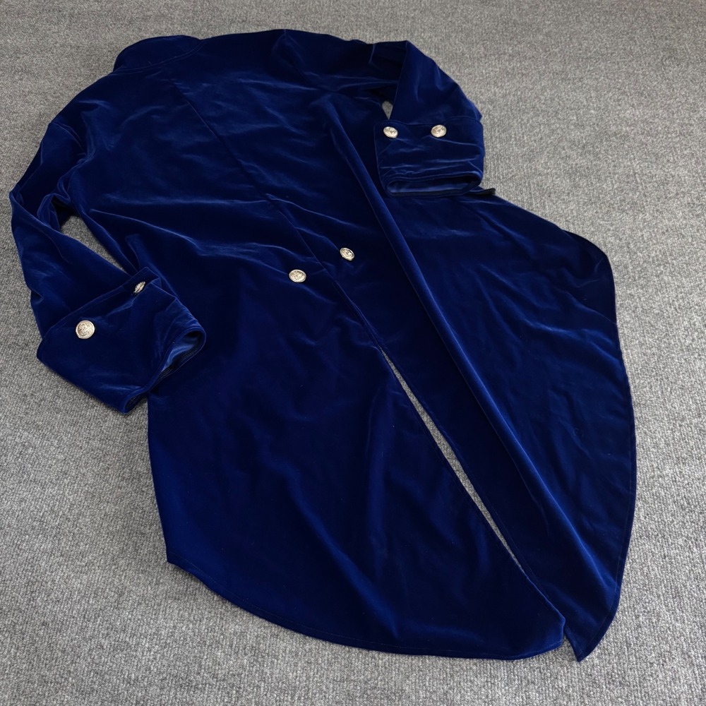 Leg Avenue Blue Velvet Steampunk Tailcoat Jacket Silver Button Costume Medium - Picture 5 of 7